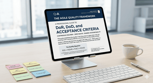 Master Agile Quality PDF guide cover with Definition of Ready, Done & Acceptance Criteria for sprint delivery improvement