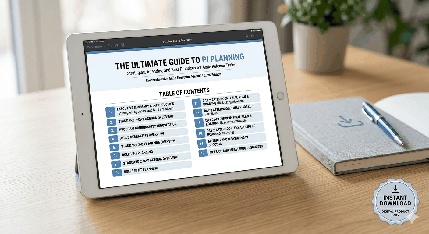 Cover of Ultimate PI Planning Guide PDF for Agile Release Train professionals and Scrum Masters