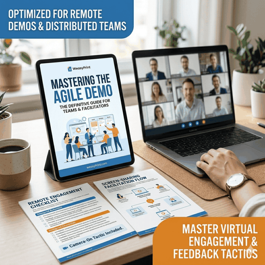 Digital PDF cover of Comprehensive Agile Demo Guide for Sprint Reviews, Scrum Masters, and Agile Coaches toolkit
