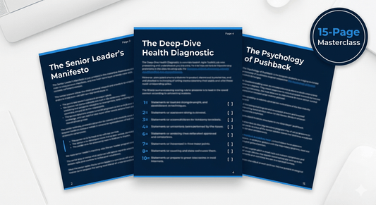 Cover of Agile Metrics Guide PDF manual for Scrum Masters and Tech Leads with project management tools and dashboards