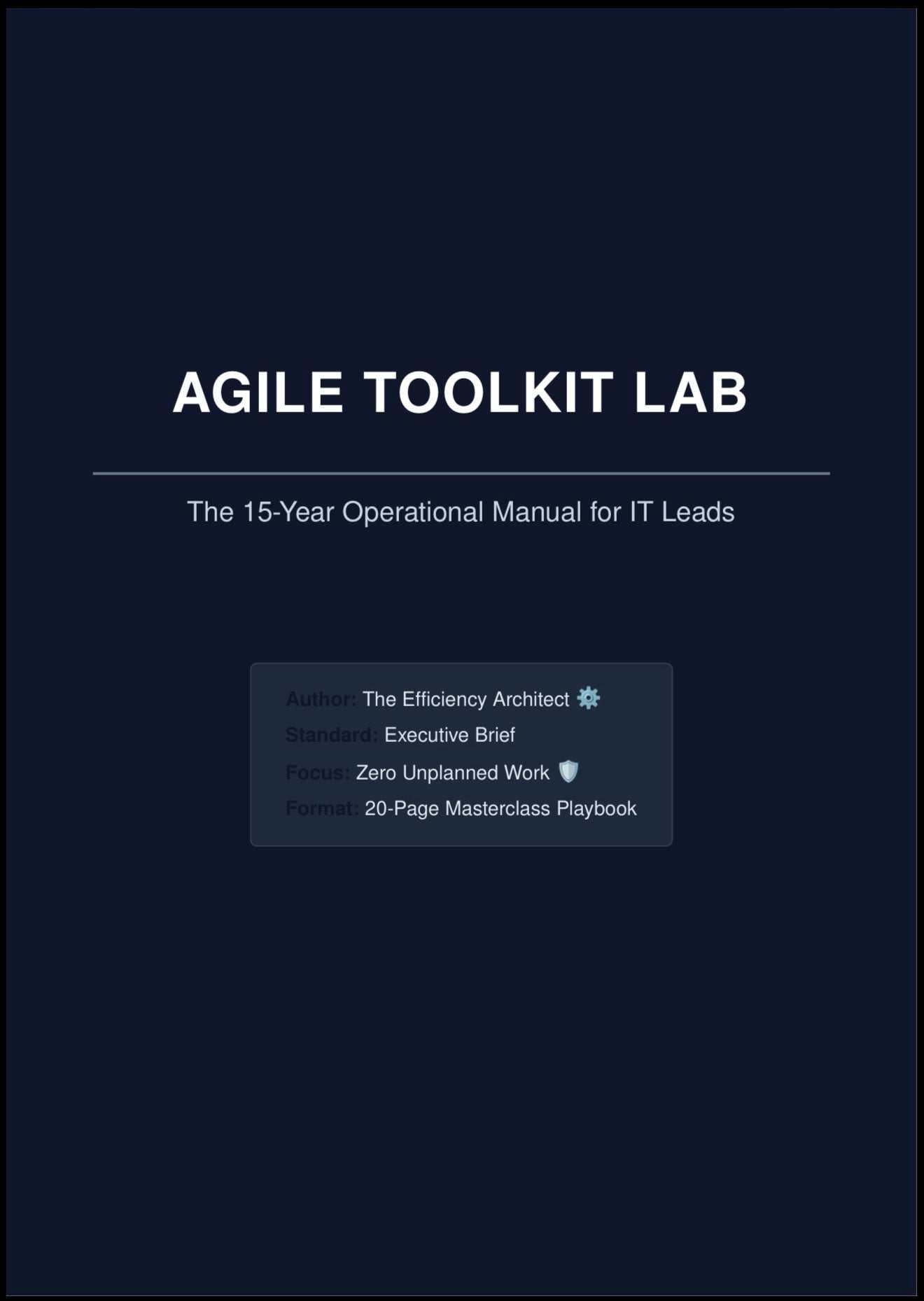 Agile Playbook and Scrum Master Toolkit digital PDF for IT leadership and project management