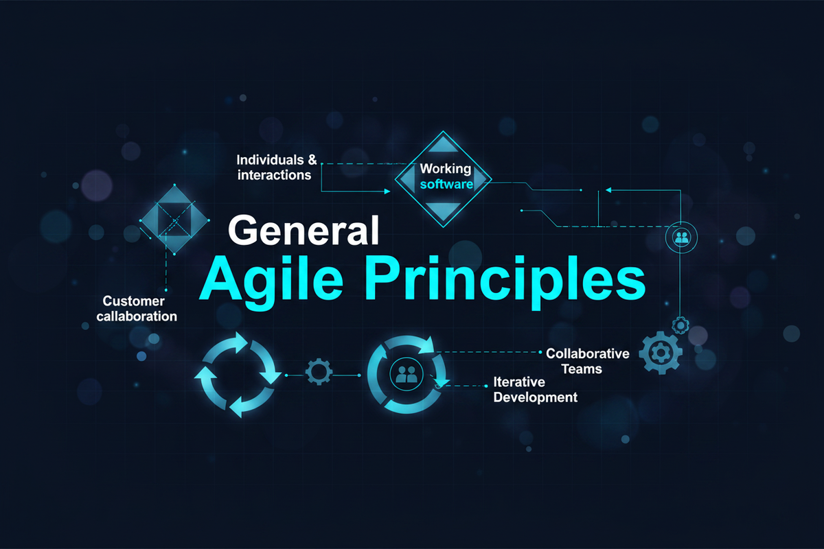 Diagram illustrating general agile principles and team dynamics in workflow management