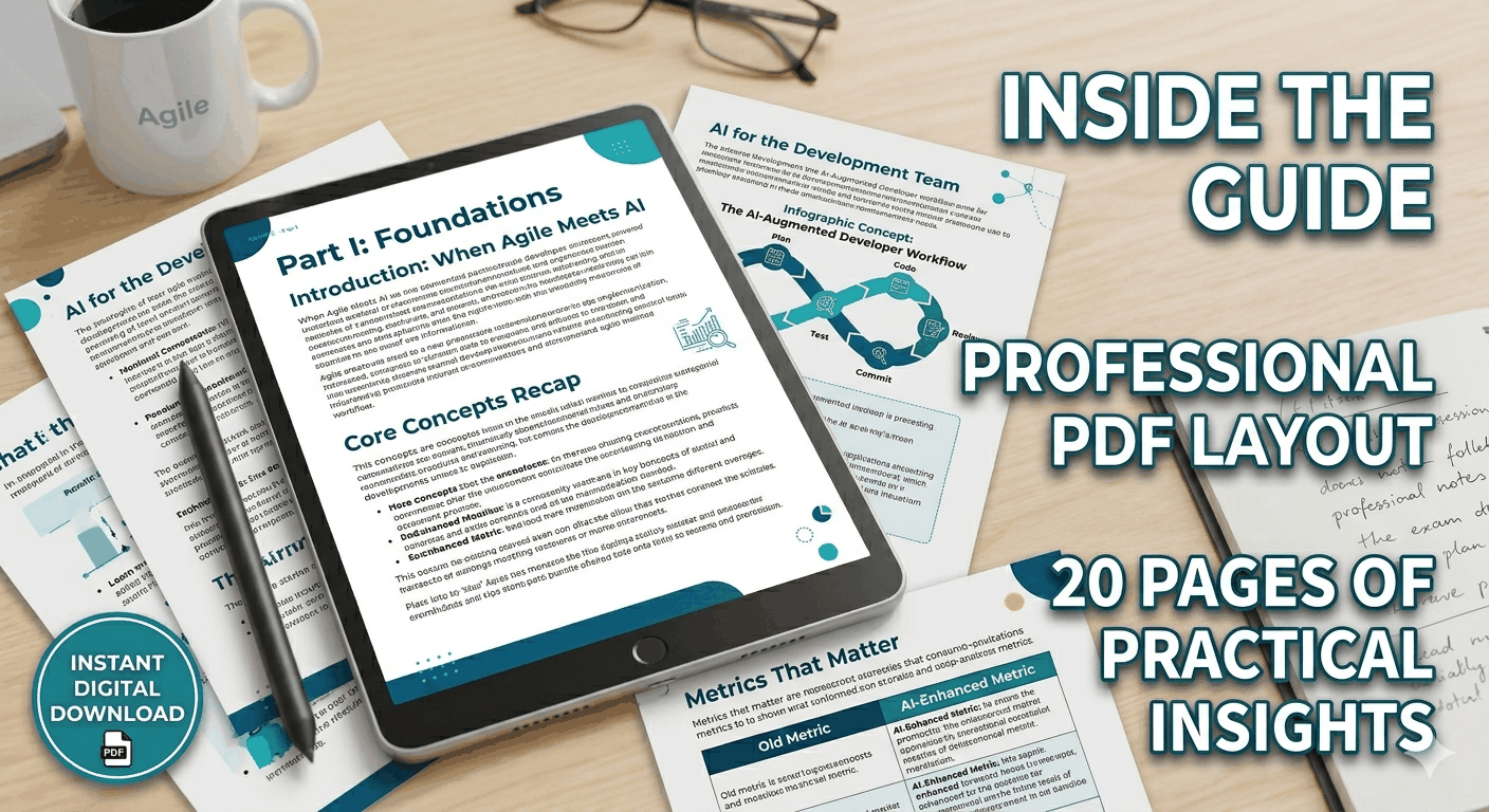 Cover of AI for Agile Teams practical Scrum guide PDF for Agile Toolkit digital download