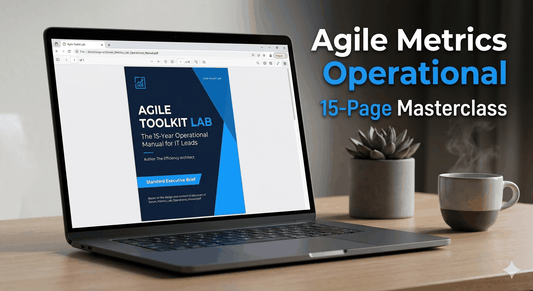 Cover of Agile Metrics Guide PDF for Scrum Masters and Tech Leads with charts and team collaboration visuals