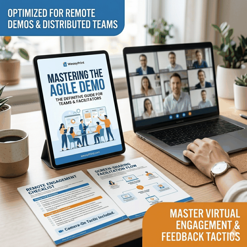 Digital PDF cover of Comprehensive Agile Demo Guide for Sprint Reviews, Scrum Masters, and Agile Coaches toolkit