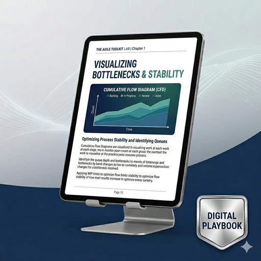Cover of Mastering Flow Within Agile executive playbook by Agile Toolkit Lab featuring digital transformation and flow optimization concepts