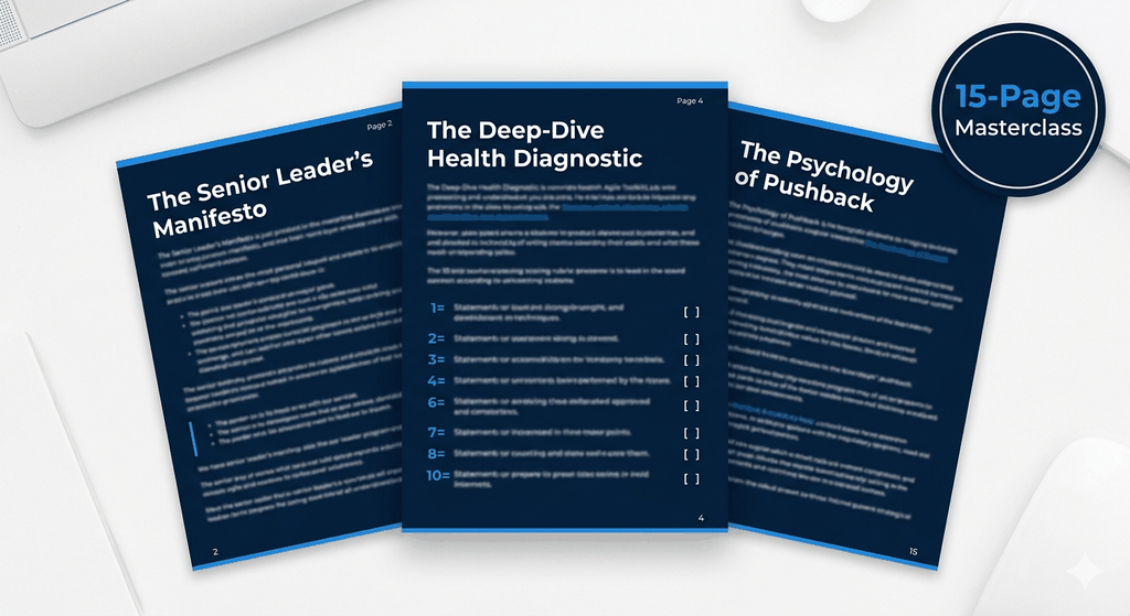 Cover of Agile Metrics Guide PDF manual for Scrum Masters and Tech Leads with project management tools and dashboards