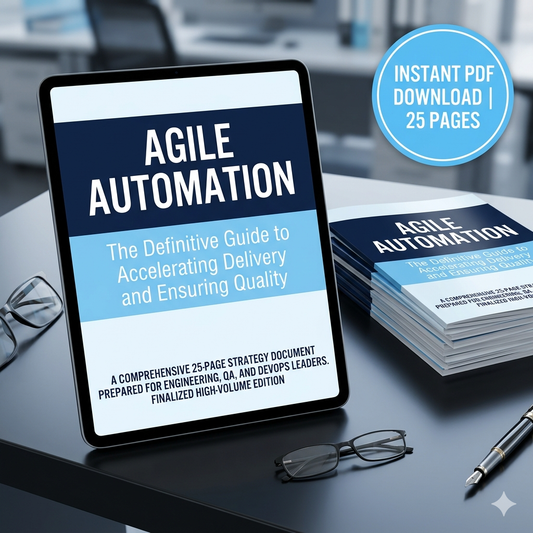 Cover of Agile Automation guide showing strategic roadmap for engineering leadership in software delivery and testing automation