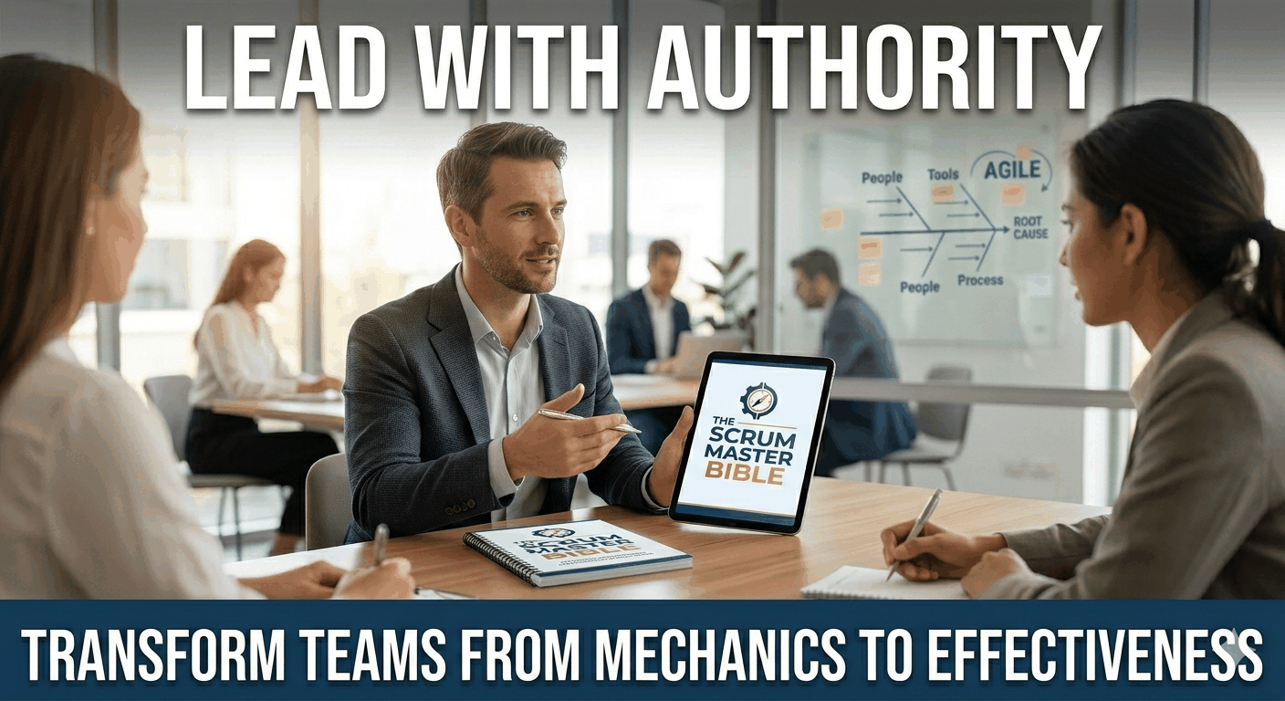 Cover of Scrum Master Guide PDF for Agile coaching and team facilitation mastery