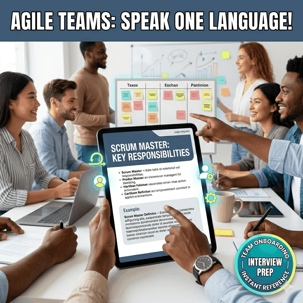 Cover page of The Complete Agile Glossary PDF showing Agile terminology and definitions for Scrum, Kanban, XP, and SAFe