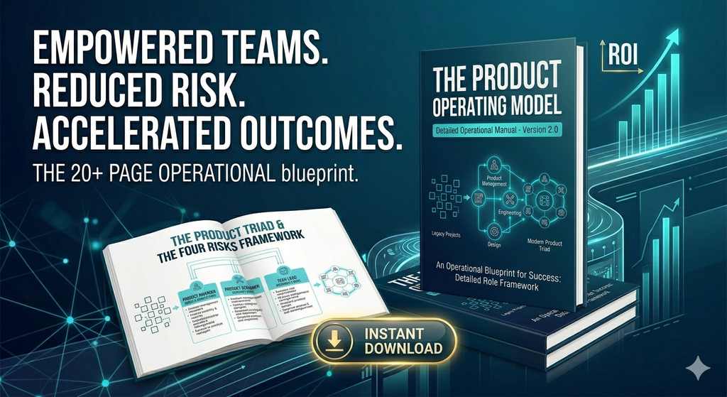 Cover of the "Operational Manual for Empowered Product Teams" guide by Agile Toolkit showing a strategic product management blueprint.