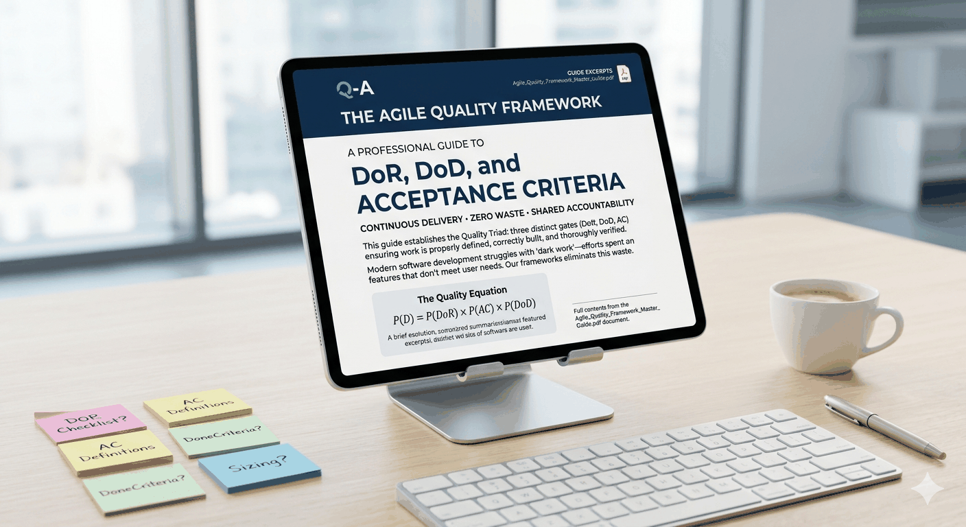 Master Agile Quality framework guide PDF for sprint delivery and criteria worksheets