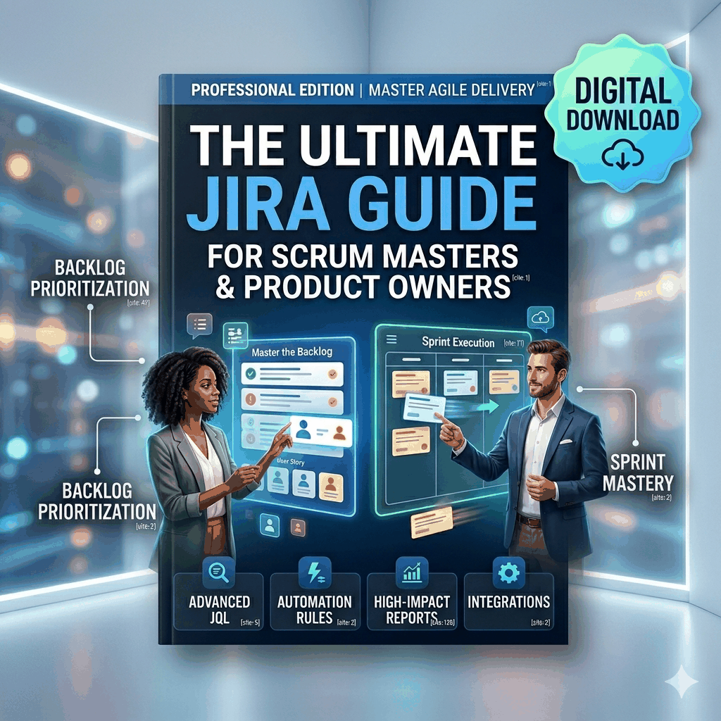 Cover of The Ultimate Agile Jira Guide Professional Edition digital download PDF for Agile project management and Jira best practices